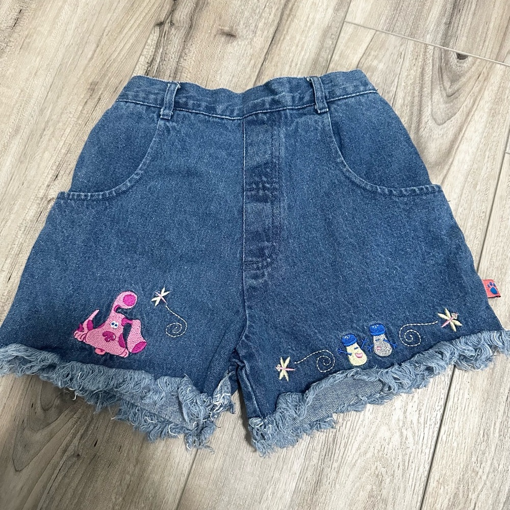 Denim Shorts with Magenta Details
